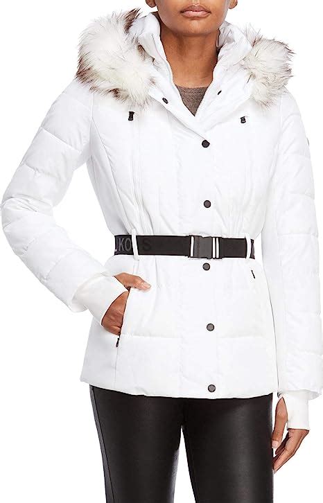 michael kors white ski jacket|michael kors black jacket women's.